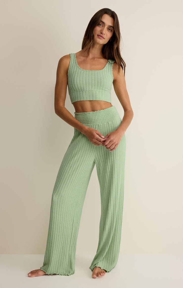 Pants Dawn Smocked Silky Rib Pant Pistachio