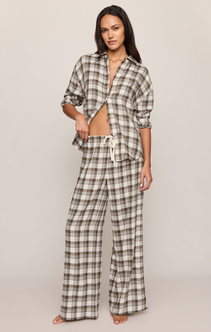 Pants Better Off Plaid Flannel Pant Cocoa Bean