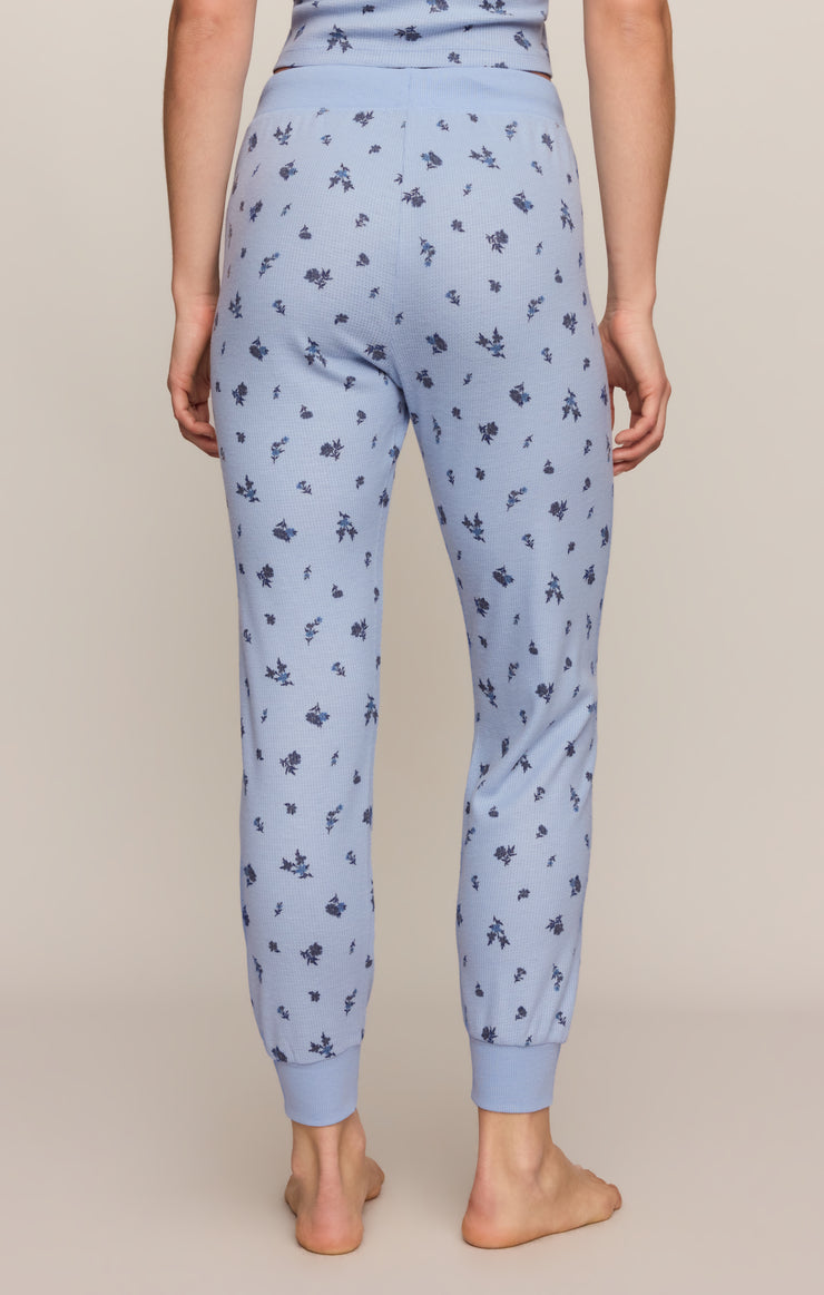 Pants Floral Thermal Jogger Crystal Blue