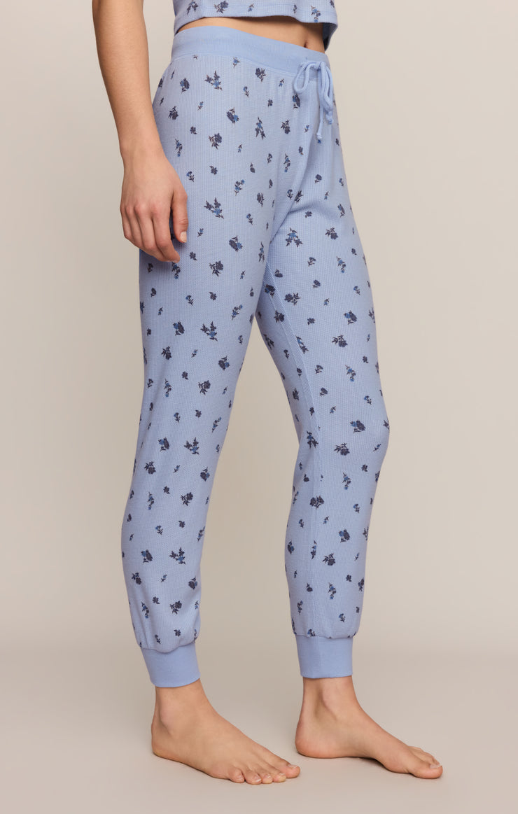 Pants Floral Thermal Jogger Crystal Blue