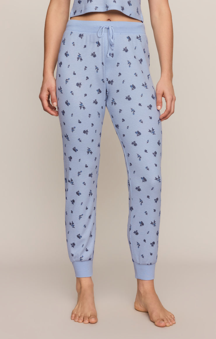 Pants Floral Thermal Jogger Crystal Blue