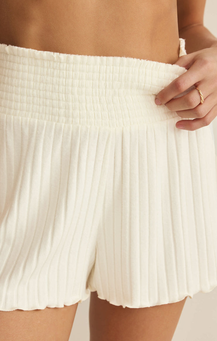Shorts Dawn Smocked Silky Rib Short Bone