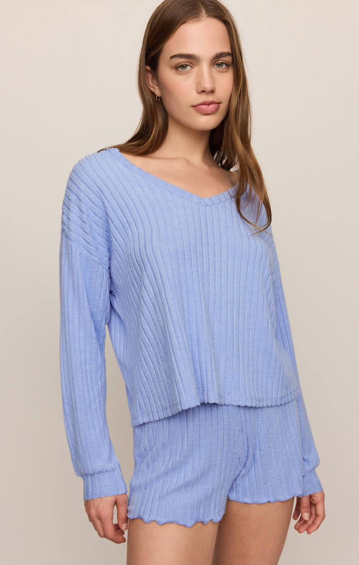 Shorts Dawn Smocked Silky Rib Short Crystal Blue