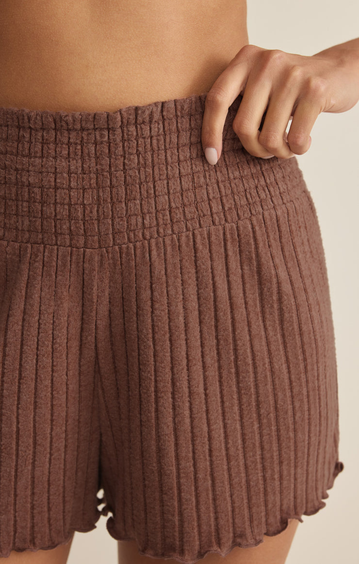 Shorts Dawn Smocked Silky Rib Short Macchiato