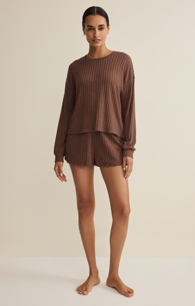 Shorts Dawn Smocked Silky Rib Short Macchiato