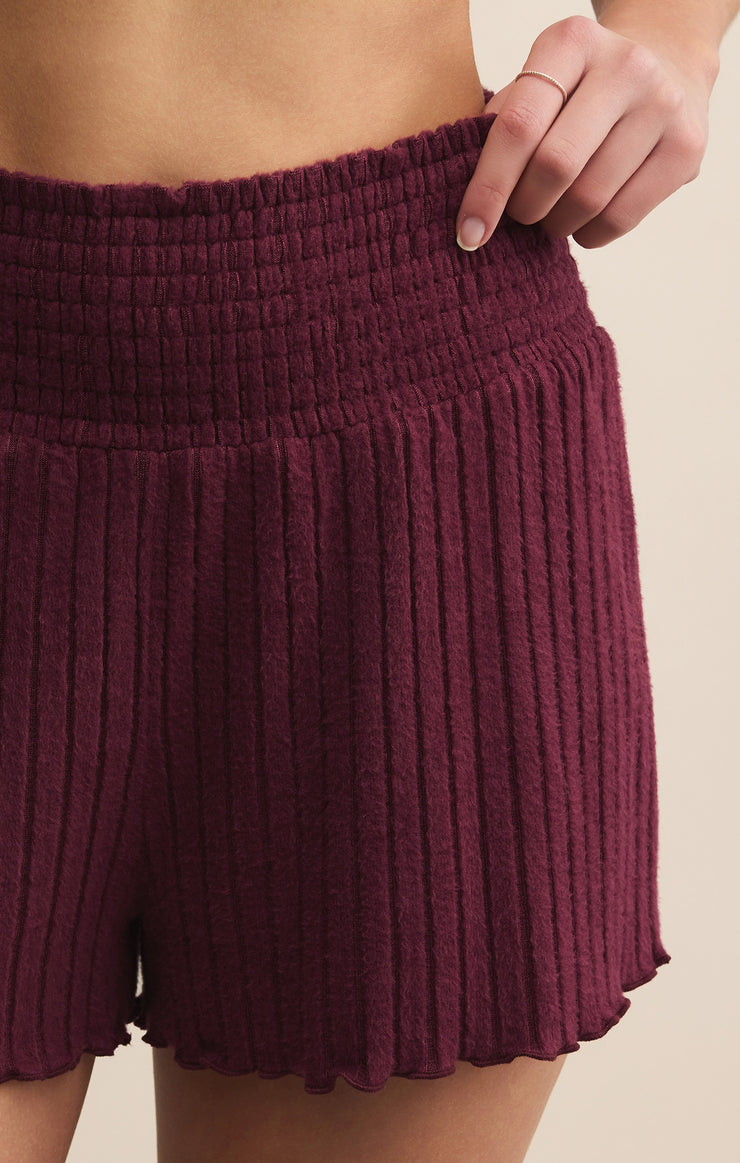 Shorts Dawn Smocked Rib Short Merlot