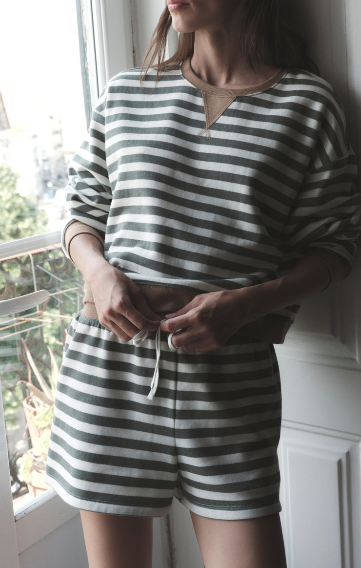 Shorts Low Key Stripe Fleece Short Monstera