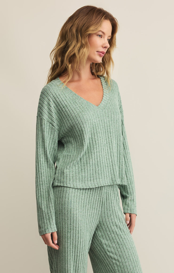 Tops Valentina Rib Long Sleeve Top Botanical Green