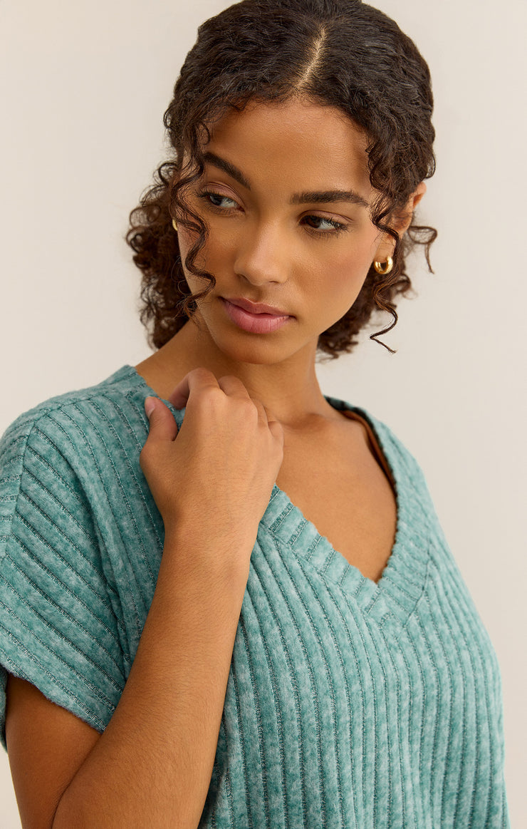 Tops Harper Rib V-Neck Top Green Lagoon