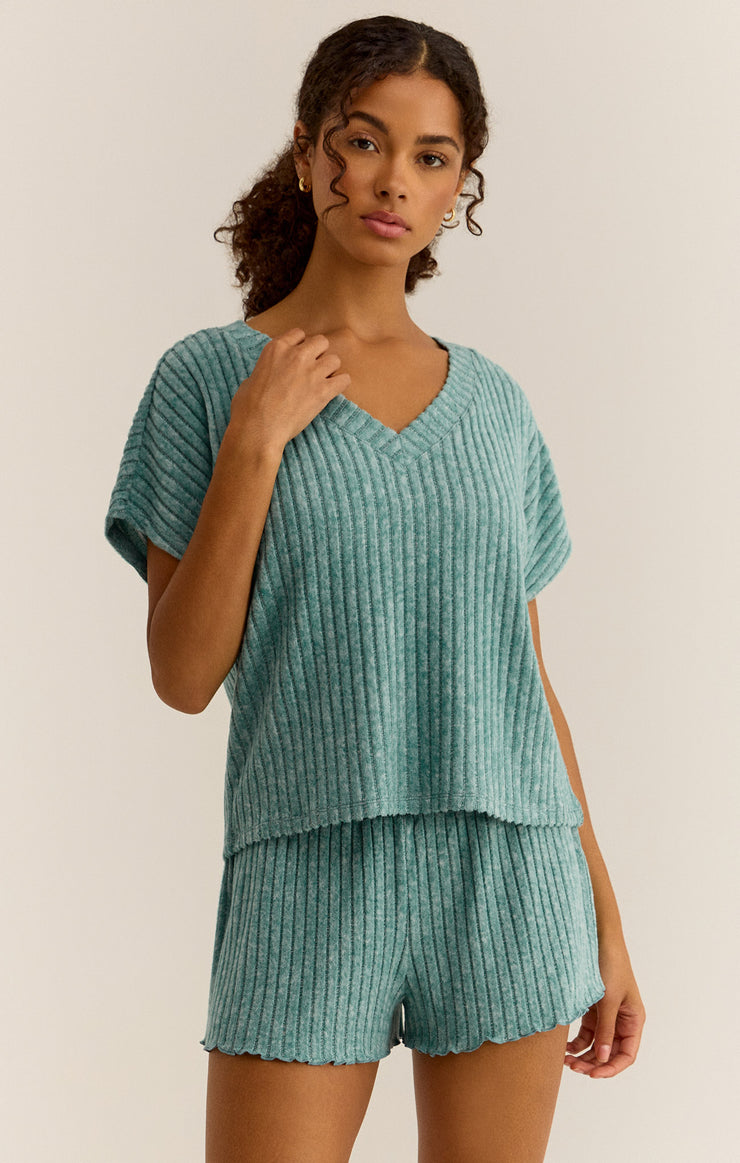 Tops Harper Rib V-Neck Top Green Lagoon