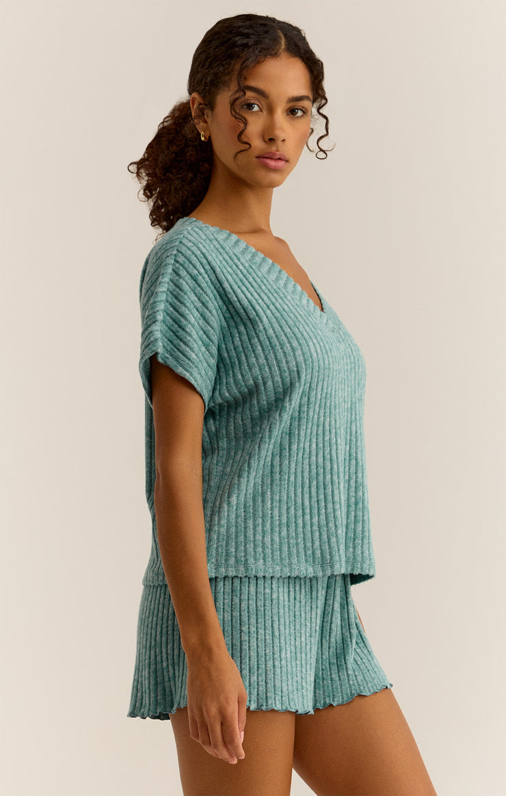 Tops Harper Rib V-Neck Top Green Lagoon