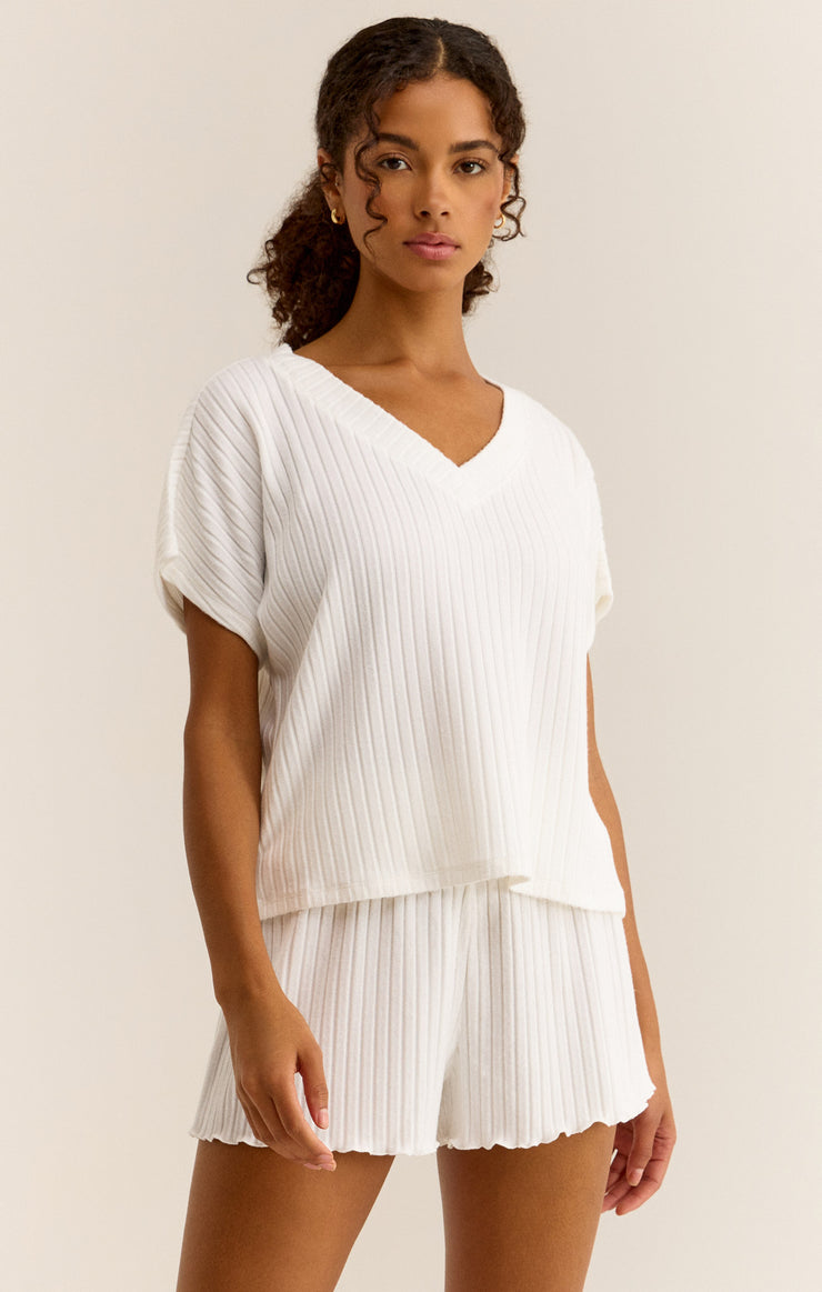 Tops Harper Rib V-Neck Top White