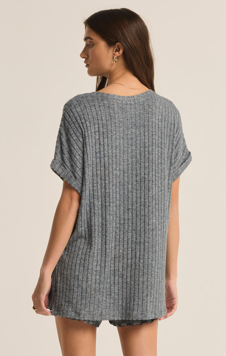 Tops Take It Easy Rib Tunic Charcoal Heather