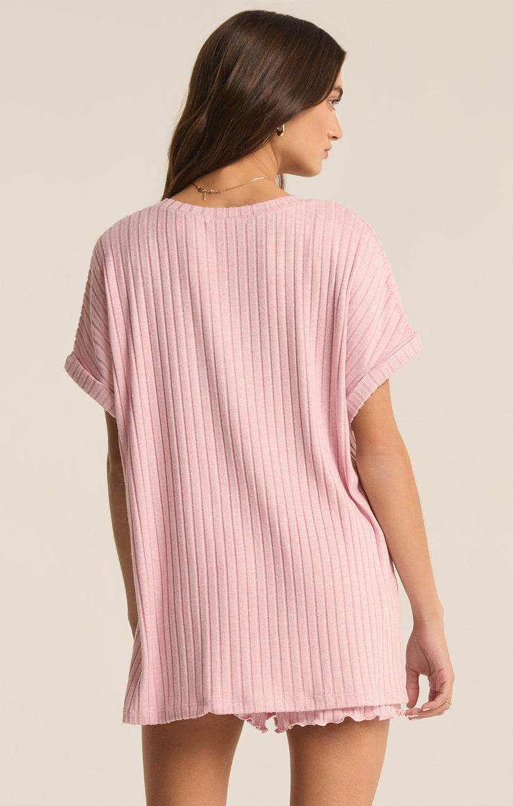 Tops Take It Easy Rib Tunic Sunset Mauve