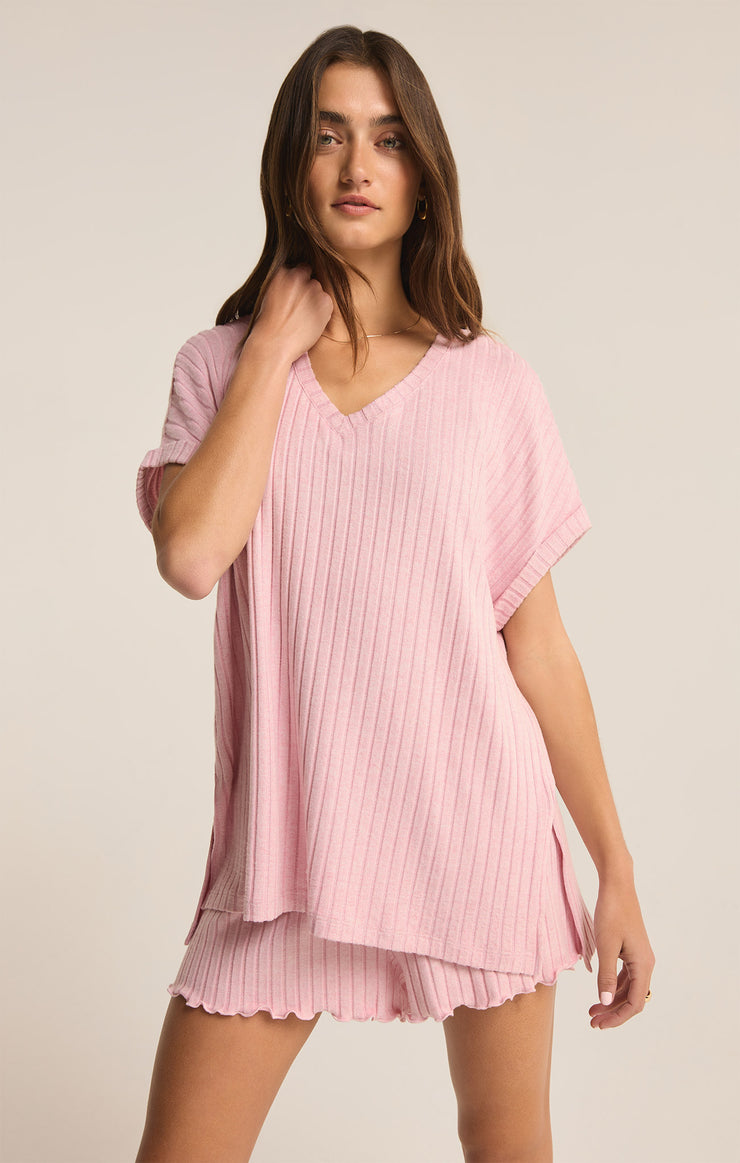 Tops Take It Easy Rib Tunic Sunset Mauve