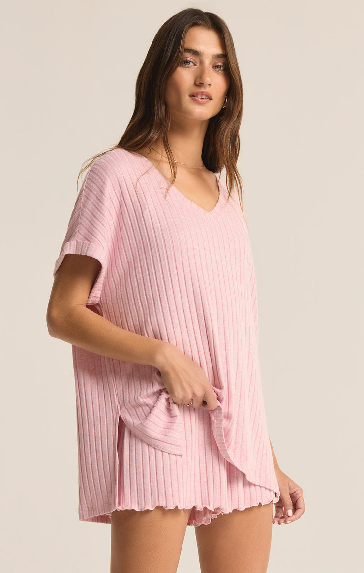 Tops Take It Easy Rib Tunic Sunset Mauve