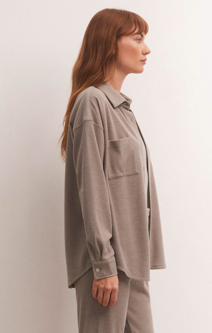Tops Cozy Days Thermal Shirt Taupe Stone