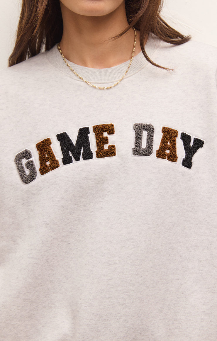 Tops Oversized Game Day Sweatshirt Light Heather Grey