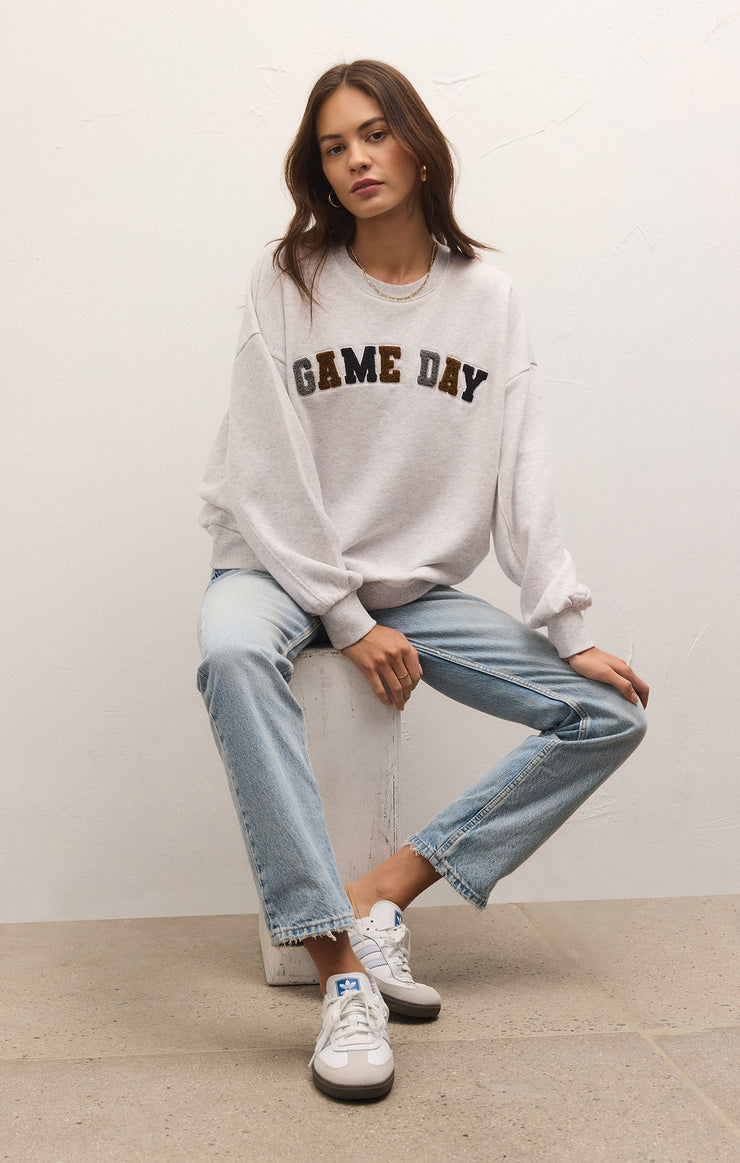 Tops Oversized Game Day Sweatshirt Light Heather Grey