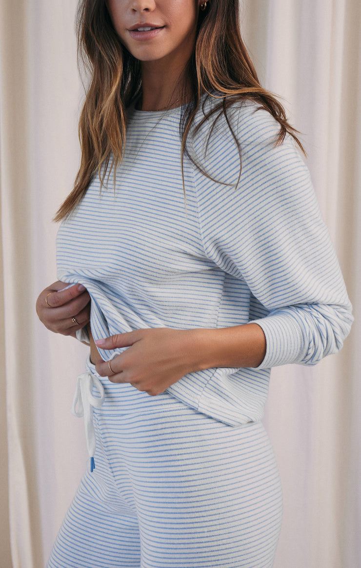 Tops Staying In Stripe Long Sleeve Top Blue Jay