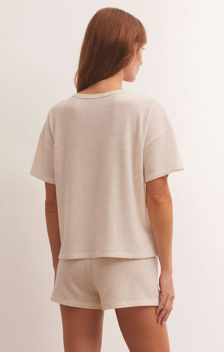 Tops Cozy Days Thermal Tee Light Oatmeal