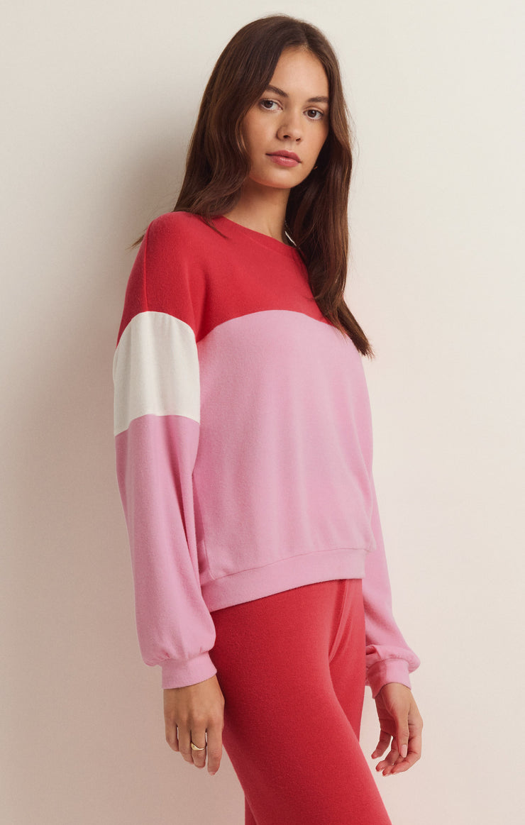 Tops Color Block Cloud Knit Long Sleeve Top Cotton Candy