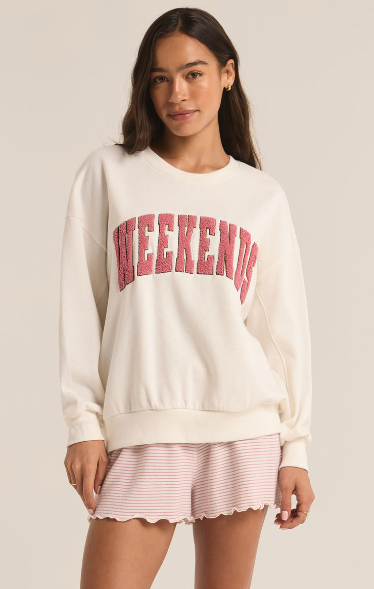 Tops Oversized Weekends Sweatshirt Bone