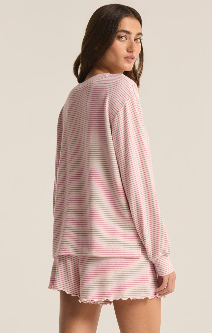 Tops Stay Cozy Stripe Long Sleeve Top Lilac Punch