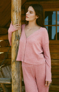 TopsMara Long Sleeve Cardigan Top Rosebud