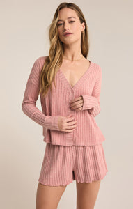 TopsMara Long Sleeve Cardigan Top Rosebud