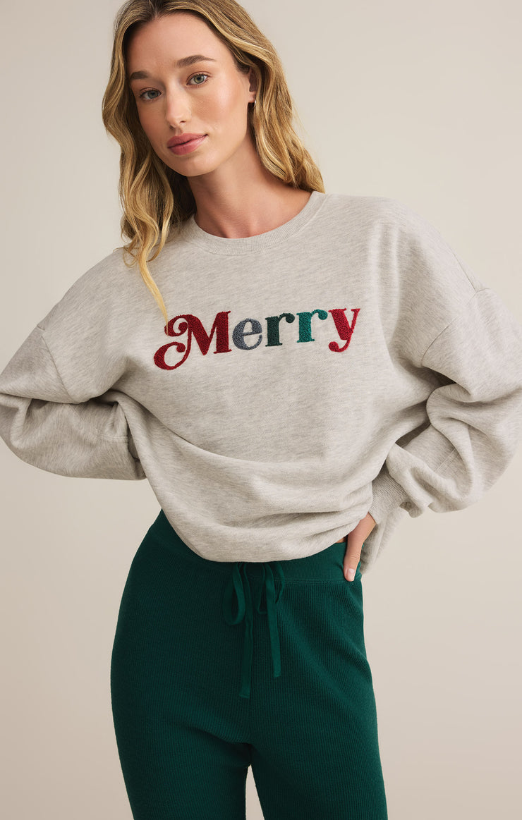 Tops Merry Fleece Sweatshirt Light Heather Grey