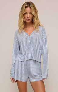 TopsMara Stripe Modal Cardigan Vanilla Ice