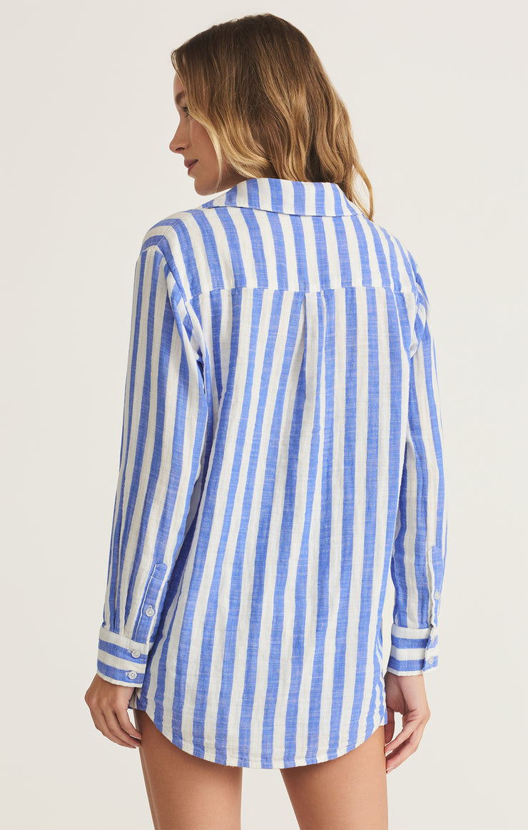 Tops Saturdays Stripe Gauze Shirt White