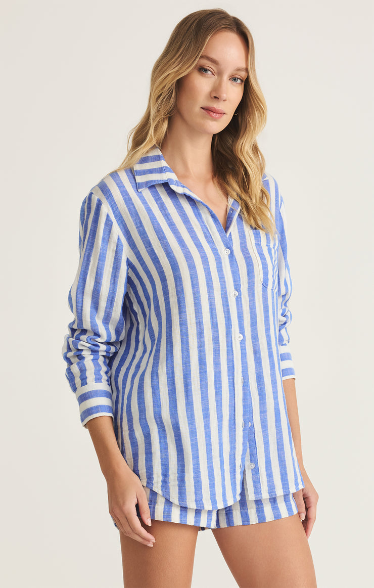 Tops Saturdays Stripe Gauze Shirt White