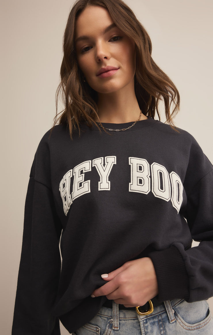 Tops Classic Hey Boo Crew Black Sand