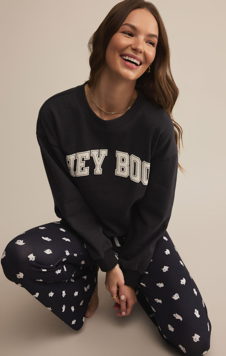 Tops Classic Hey Boo Crew Black Sand