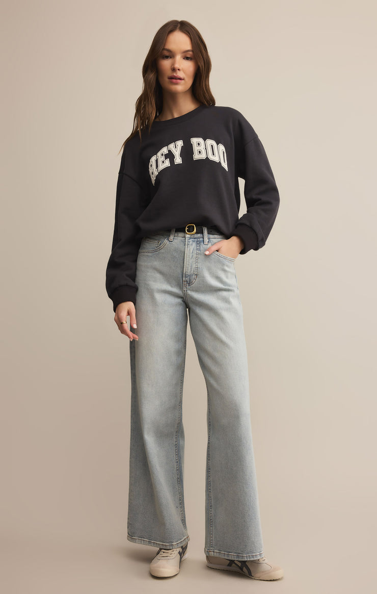 Tops Classic Hey Boo Crew Black Sand