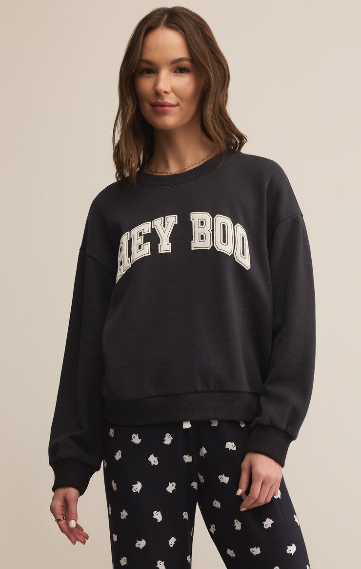 Tops Classic Hey Boo Crew Black Sand