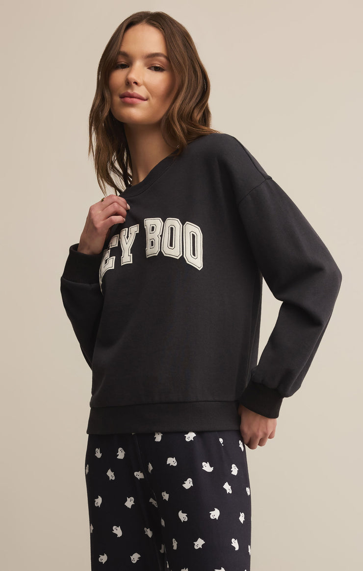 Tops Classic Hey Boo Crew Black Sand