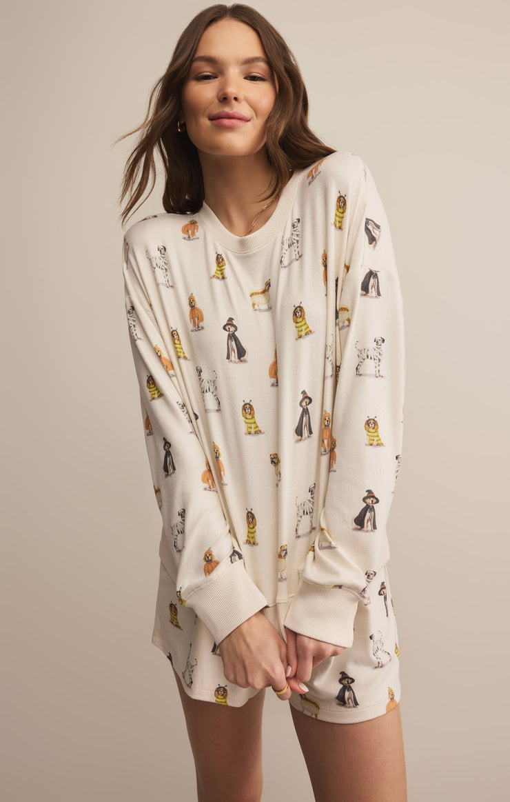 Tops Elle Pup Long Sleeve Top Vanilla Ice