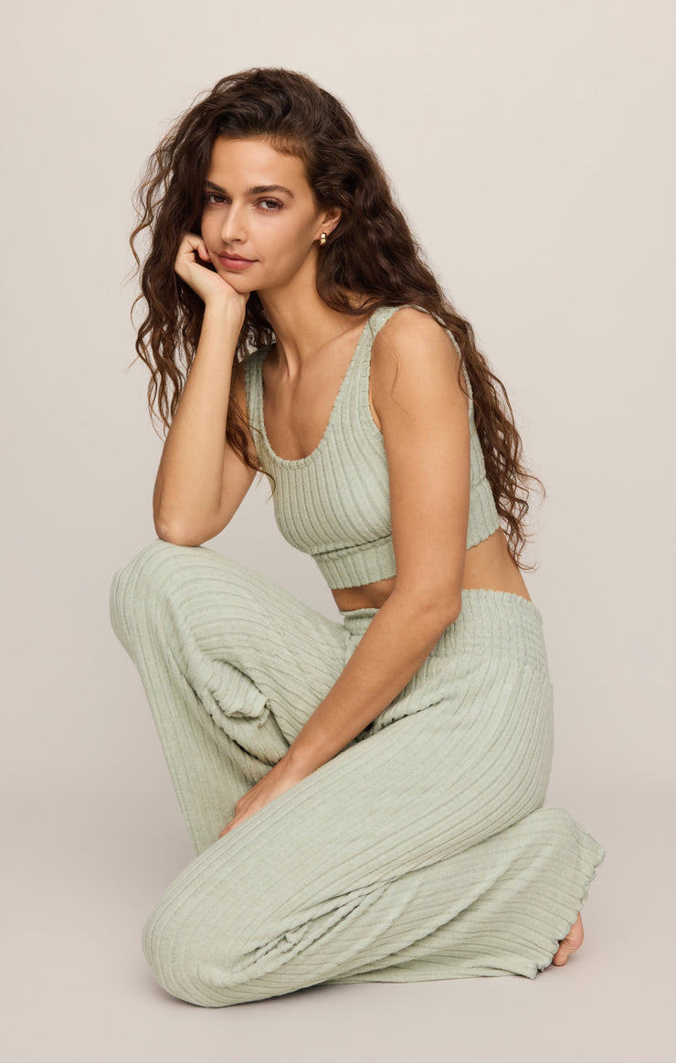 Tops Zoe Silky Rib Tank Bra Aqua Cloud