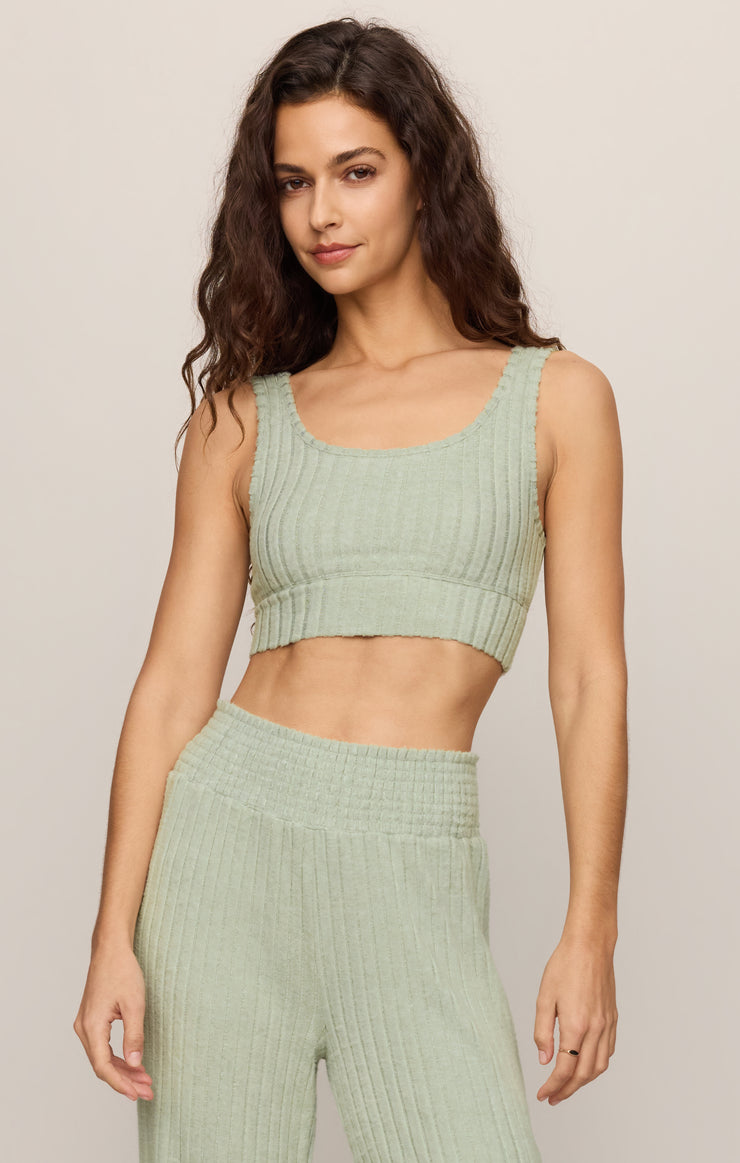 Tops Zoe Silky Rib Tank Bra Aqua Cloud