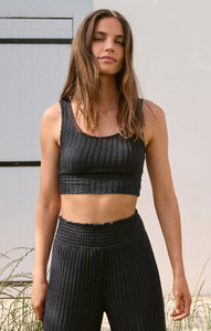 TopsZoe Silky Rib Tank Bra Black Sand