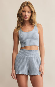 TopsZoe Silky Rib Tank Bra Light Denim