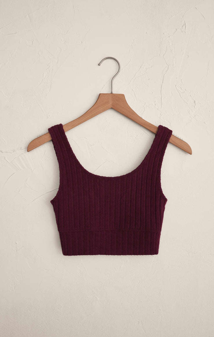 Tops Zoe Silky Rib Tank Bra Merlot