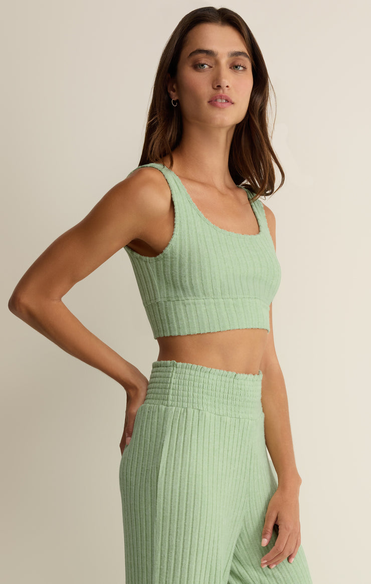Tops Zoe Silky Rib Tank Bra Pistachio