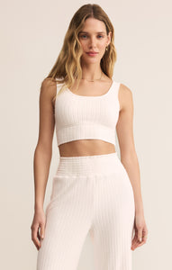 TopsZoe Silky Rib Tank Bra Vanilla Ice