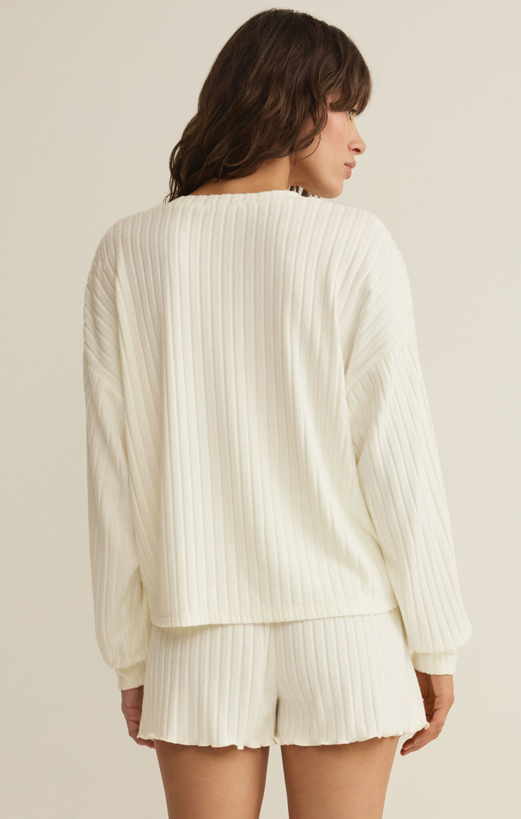 Tops Daydream Silky Rib Long Sleeve Top Bone