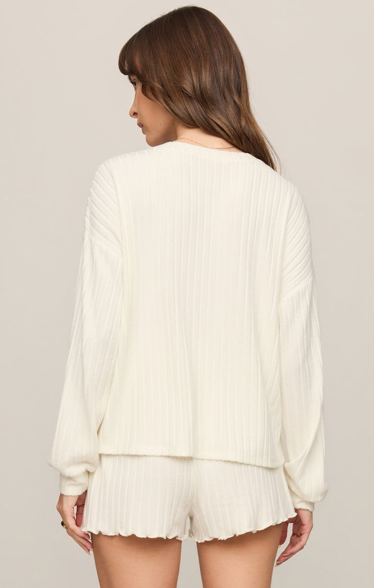 Tops Daydream Silky Rib Long Sleeve Top Bone