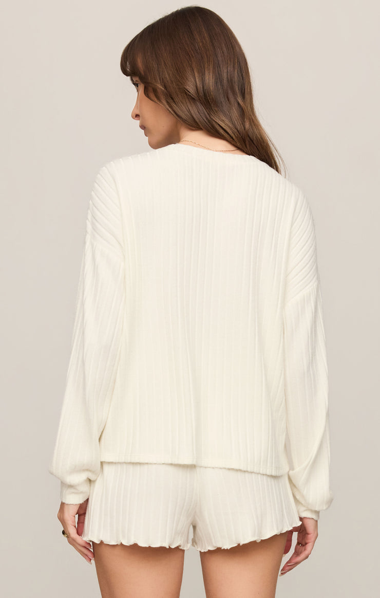 Tops Daydream Silky Rib Long Sleeve Top Bone